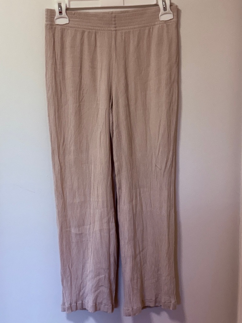 Babaton Tribute Pant Mid-Rise Crinkle Texture Pull-On Pants Ivory Sz XS viscose